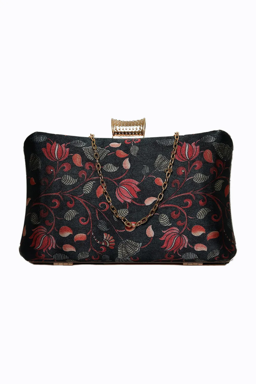 NR By Nidhi Rathi Black Red Embellished Box Clutch