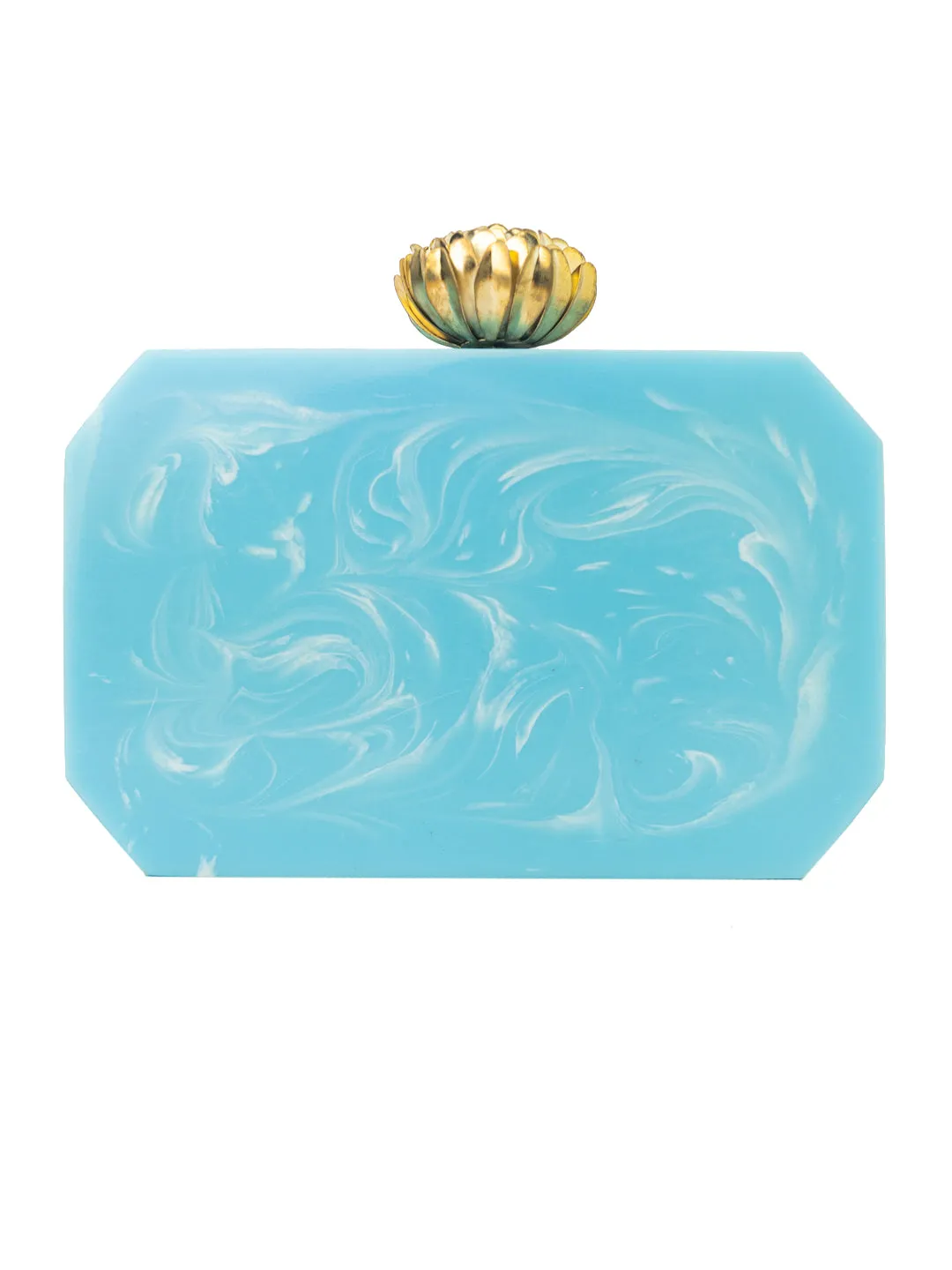 NR By Nidhi Rathi Blue White Embellished Box Clutch