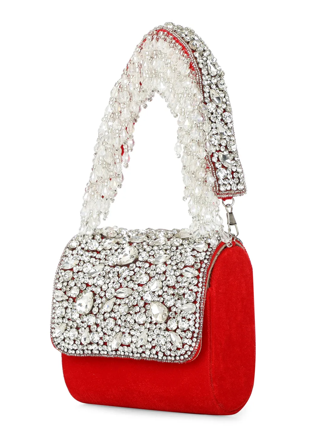 NR By Nidhi Rathi Embellished Suede Foldover Clutch