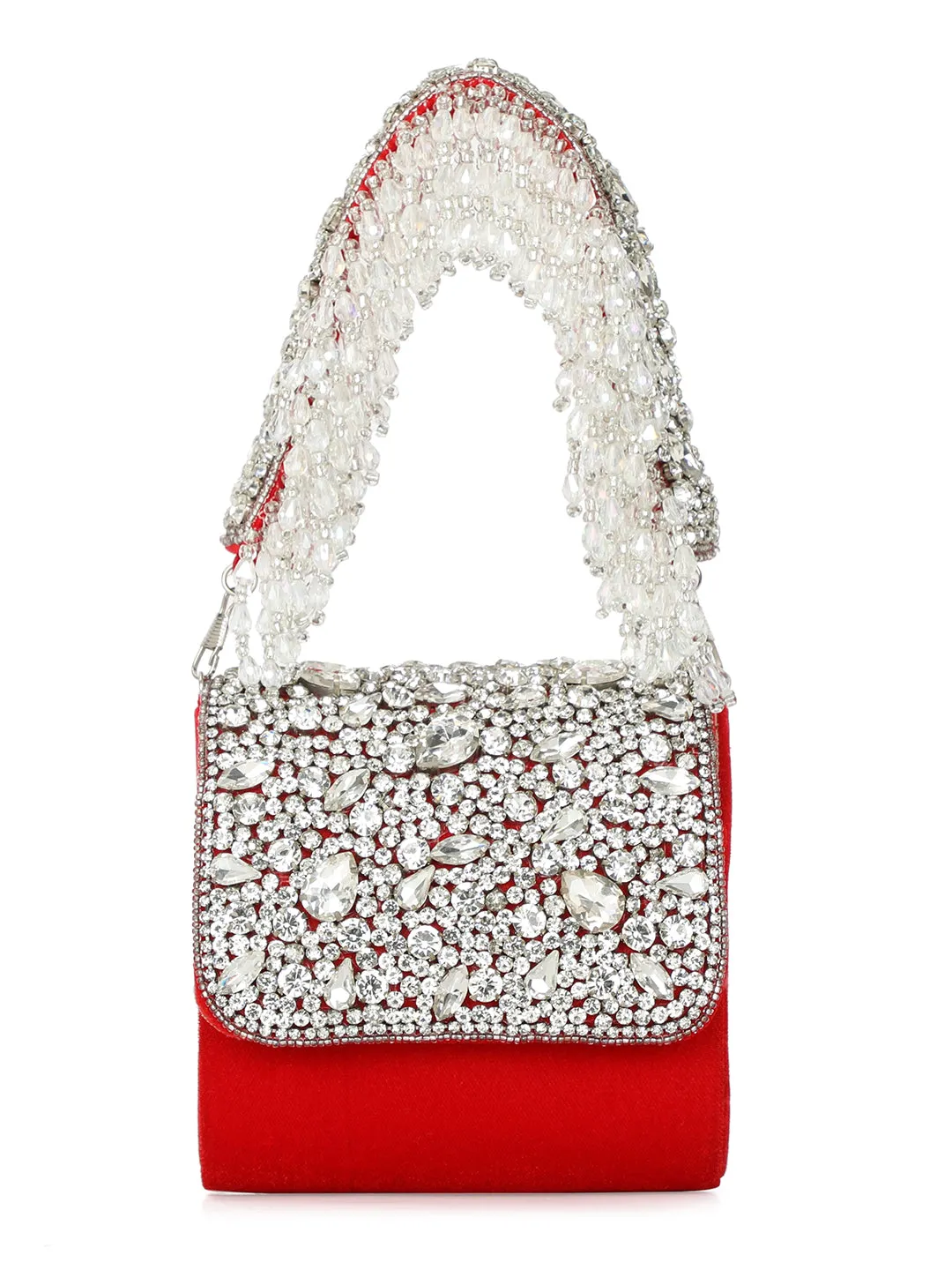 NR By Nidhi Rathi Embellished Suede Foldover Clutch