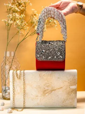 NR By Nidhi Rathi Embellished Suede Foldover Clutch