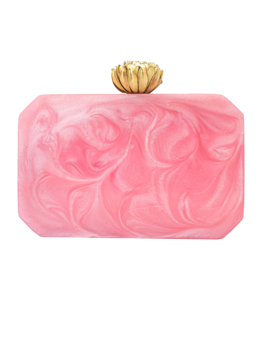 NR By Nidhi Rathi Pink White Embellished Box Clutch