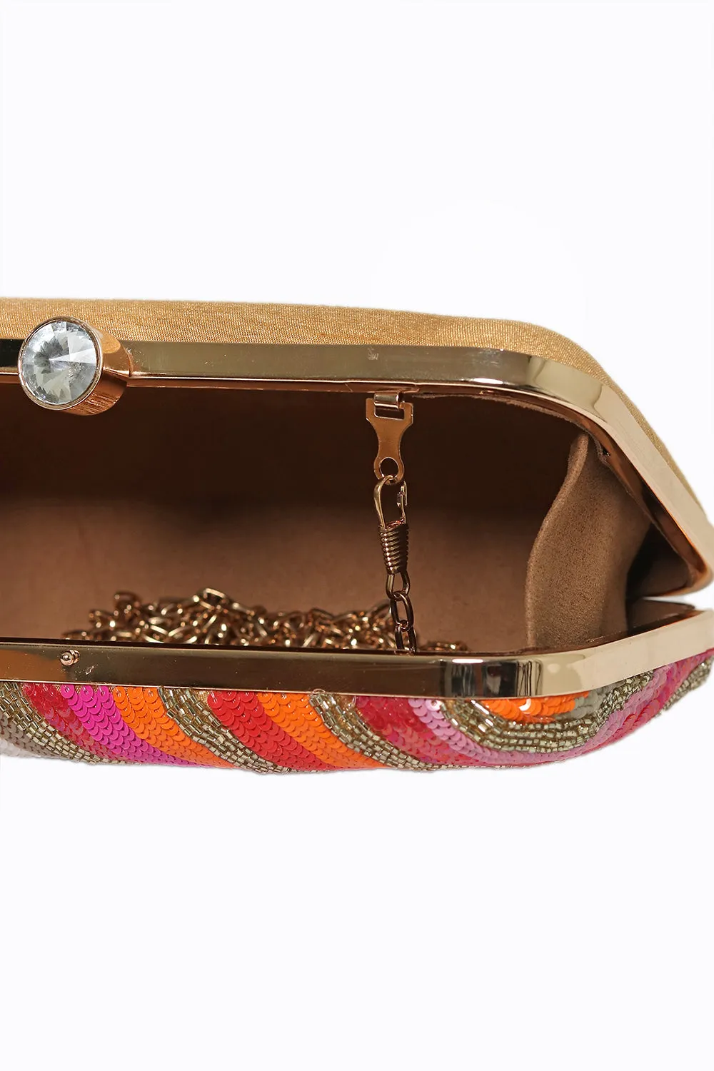 NR By Nidhi Rathi Women Gunmetal-Toned Pink Embroidered Embellished Box Clutch