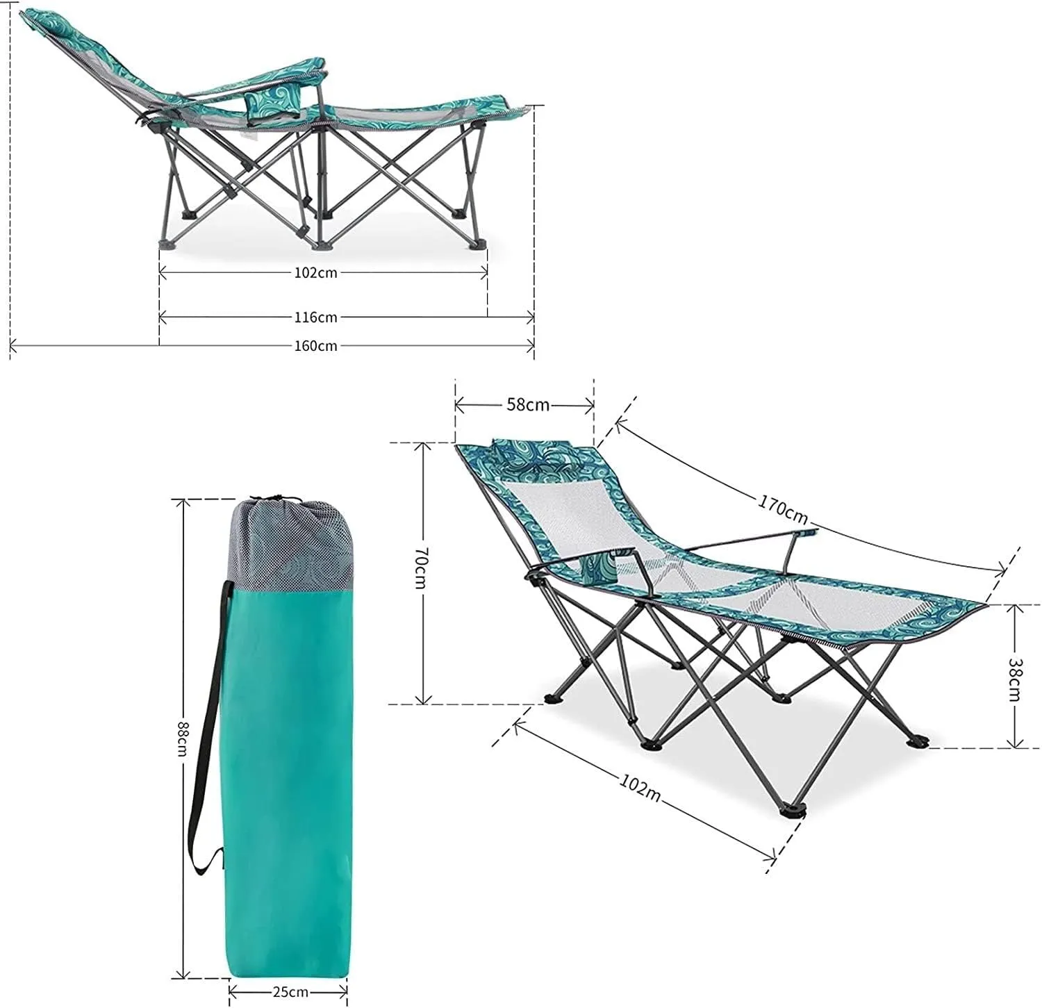 Office chair , Camping Chairs Outdoor Furniture Beach Chairs Portable Camping Chair With Footrest Mesh Backrest Folding Reclining Lunch Break Bed Sitting Lying Dual-Purpose Beach Seat Folding Chairs P