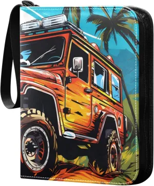 Offroad Truck Colorful Card Binder Trading Cards Holder 4-Pocket，Album Pages Card Display Sleeves Fits 400 Cards Collector Book