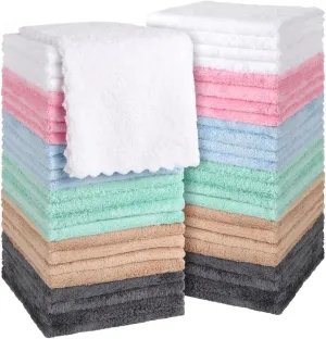 Orighty Ultra Soft Washcloths 48 Pack, Premium Microfiber Towel Sets 12 x 12 inches, Absorbent and Quick Drying Coral Velvet Washcloth, Versatile Wash Cloth for Bathroom, Hotel, and Gym (Multi-Colors)