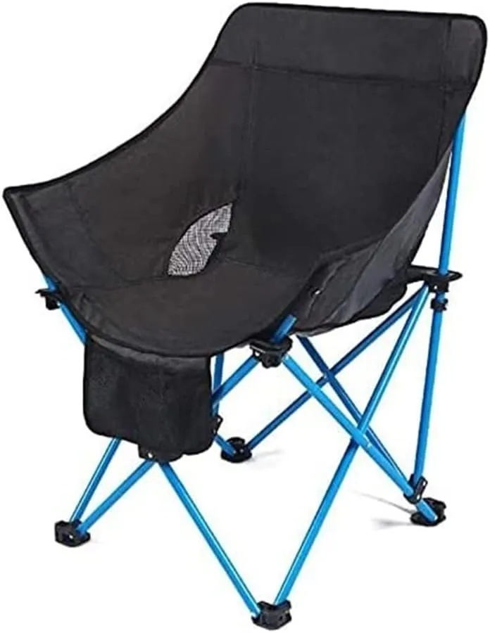Outdoor Folding Chair Camp Chair Garden Recliner Portable Camping Moon Chairs with Storage Bag, for Hiking Beach Fishing Folding