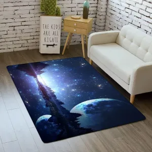 Outer Space Rug for Boys Room 3x5 ft Galaxy Carpet Area Rug for Kids Bedroom Soft Non-Slip Solar System Rug 3D Planet Universe Rug for Living Room