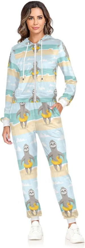 Oyihfvs 2 Pcs Women's Sweatshirt Hoodie Set, With Pocket Athletic Casual Suit (S-2XL)