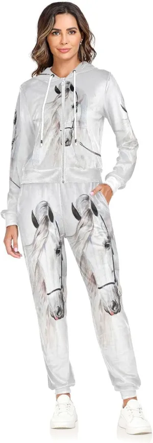 Oyihfvs 2 Pcs Women's Sweatshirt Hoodie Set, With Pocket Athletic Casual Suit (S-2XL)