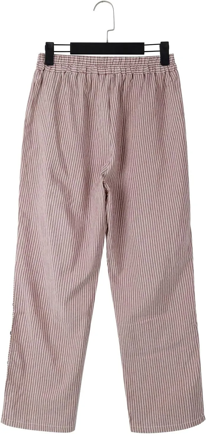 PantalóN De Lino para Mujer Elastic Waistband High Waistband Pocket Pants Linen Pants for Women Pantalon Lino Mujer