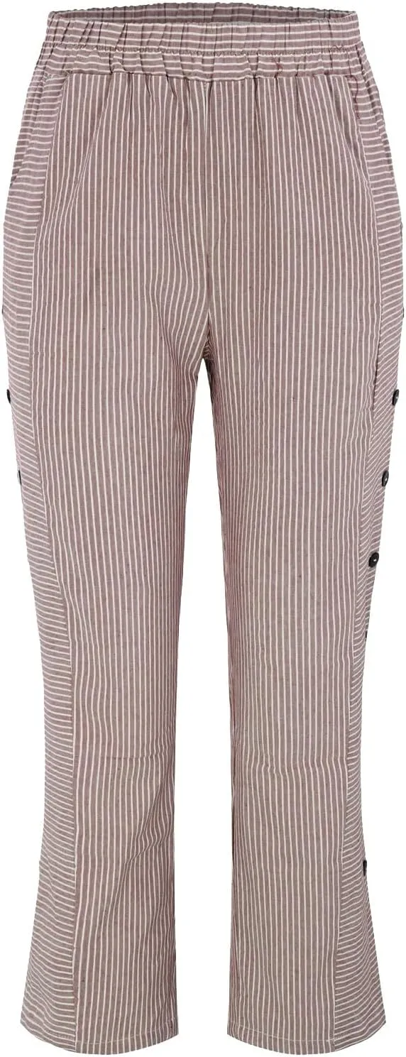 PantalóN De Lino para Mujer Elastic Waistband High Waistband Pocket Pants Linen Pants for Women Pantalon Lino Mujer