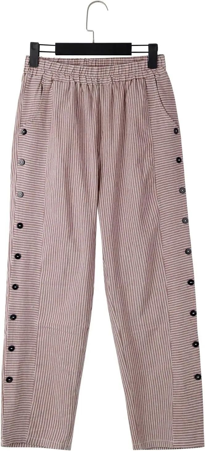 PantalóN De Lino para Mujer Elastic Waistband High Waistband Pocket Pants Linen Pants for Women Pantalon Lino Mujer