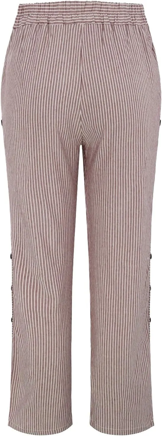 PantalóN De Lino para Mujer Elastic Waistband High Waistband Pocket Pants Linen Pants for Women Pantalon Lino Mujer