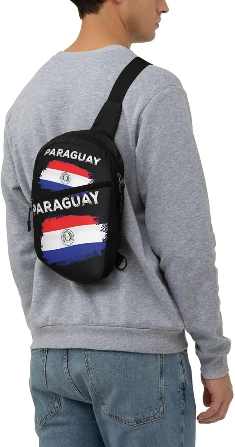 Paraguay Flag Proud Paraguayan Roots Portable Crossbody Bag Foldable Sling Bags Sports Gym Chest Daypack Reusable Shoulder Backpack Casual Diagonally Rucksack Fanny Packs