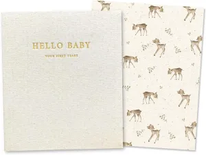 Peachly Unisex Baby Memory Book | Minimalist Baby Book | First Year Baby Book Keepsake for Milestones | Baby Scrapbook | Baby Books for Boy or Girl | Natural Linen - Forest