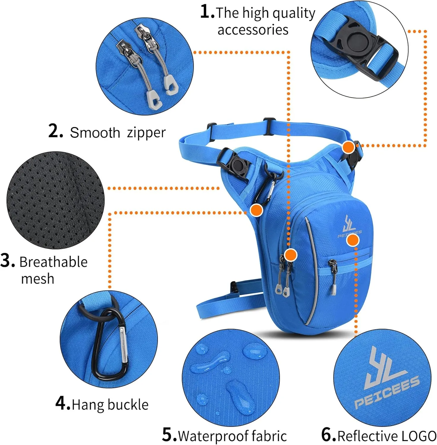 Peicees Leg Bag for Men Fanny Packs Women Men Outdoor Thigh Bags Motorcycle Ride Crossbody Backpack