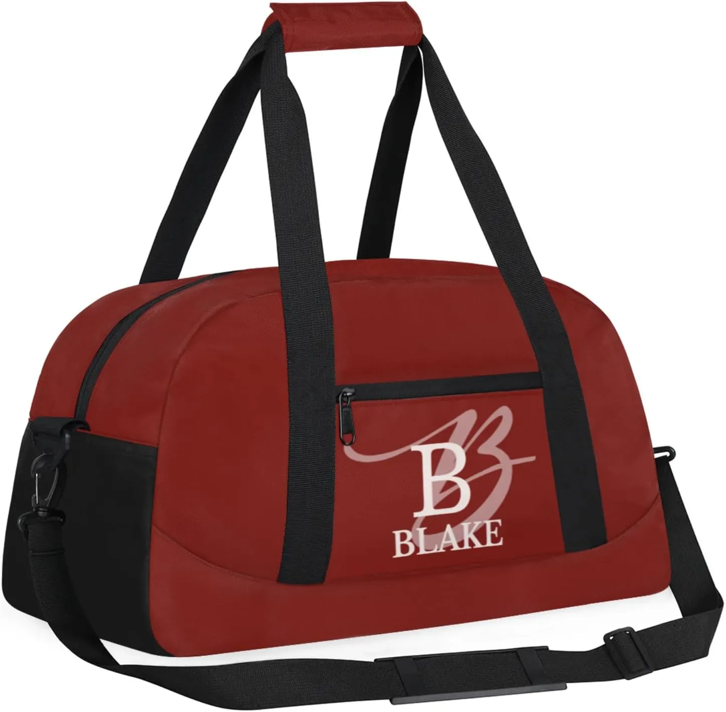 Personalize-Kids-Duffel-Bags With Custom Capital Name Text Dance-Sports-Bags Lightweight Carry-On Overnight Travel Gym for Girls Boys,Dark Red