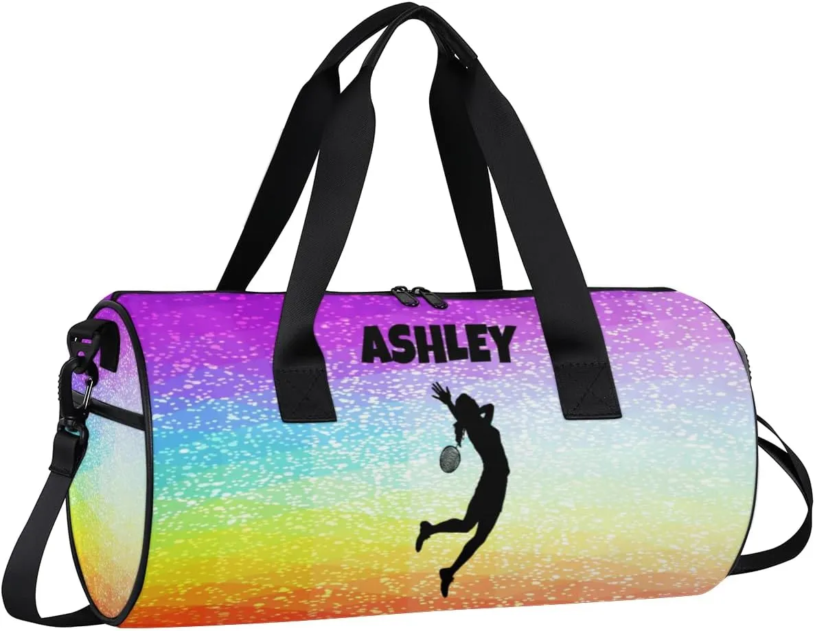 Personalized Kids Sport Duffel Bag with Custom Name Carry On Sleepover Weekender Travel Bag - Badminton