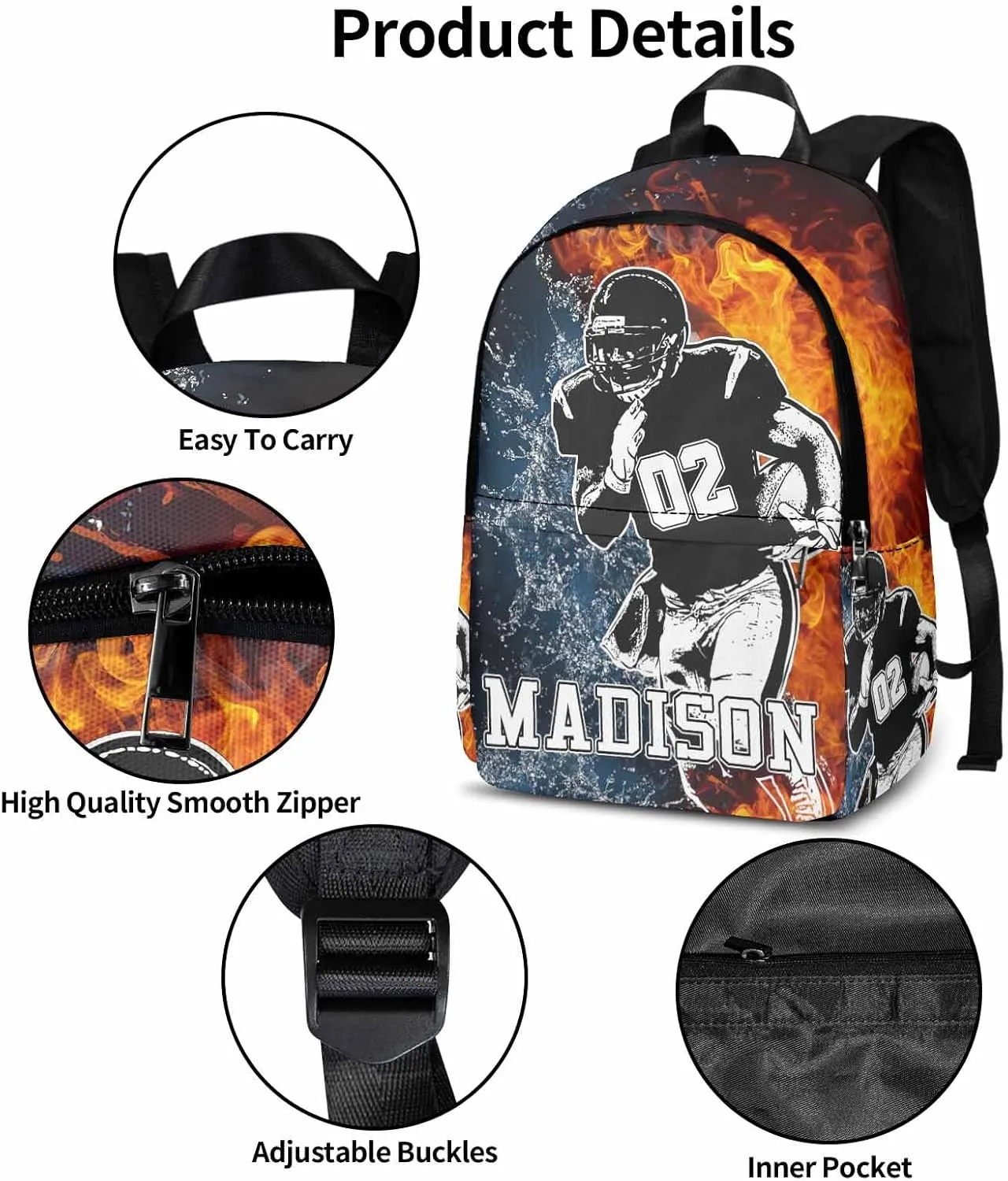 Personalized School Backpack for Elementary Boys, Custom Name Bookbag with Lunch Bag, Baseball Pattern Custom Children Students Shoulder Bag Daypacks for School Sports Travelling