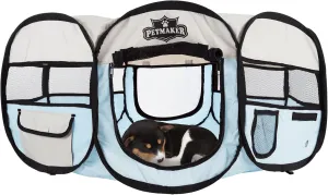 Pet Playpen - 33x15 Pop-Up Dog Kennel with Carry Bag - Portable Play Pen for Dogs, Cats, Rabbits, and Small Animals up to 25lbs by PETMAKER (Blue)
