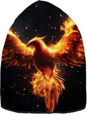 Phoenix Fire Black Beanie for Women Men Cute Funny Winter Hat Reversible Skull Knit Cap