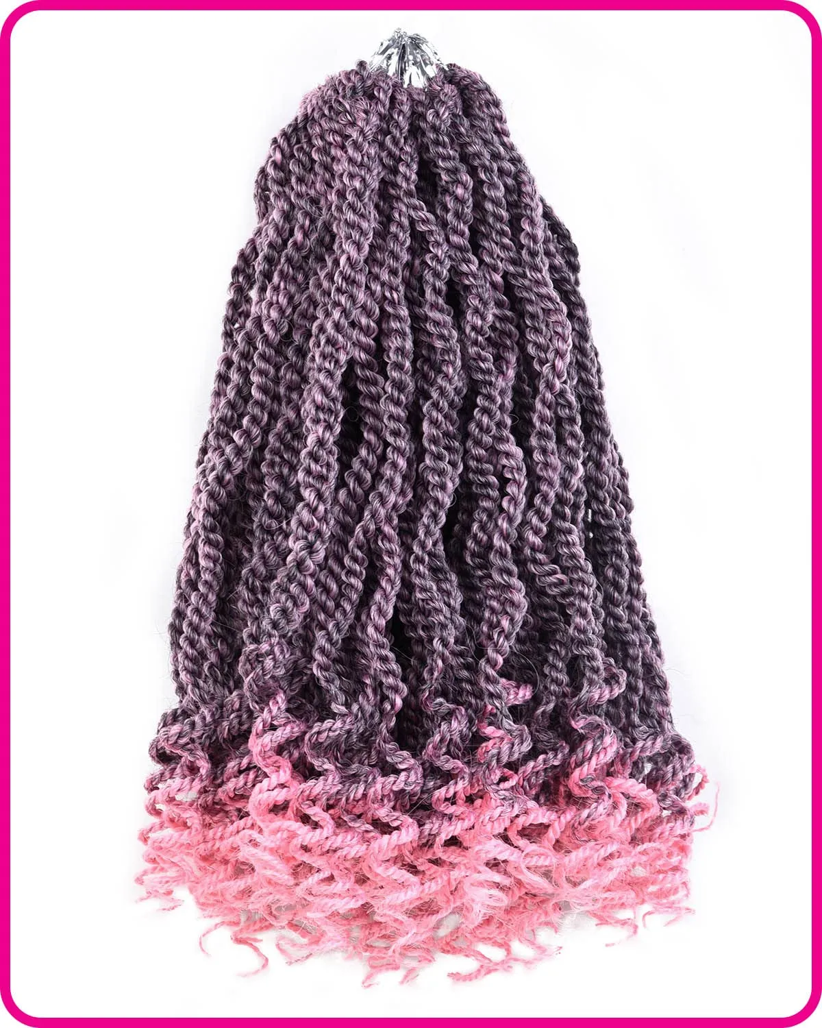 Pink Crochet Hair 12 Inch Senegalese Twist Braids Hair 6 Packs Pre-twisted Kids Pre-Lopped Small Crochet Hair for Black Women (1B/Pink#, 12 Inch）