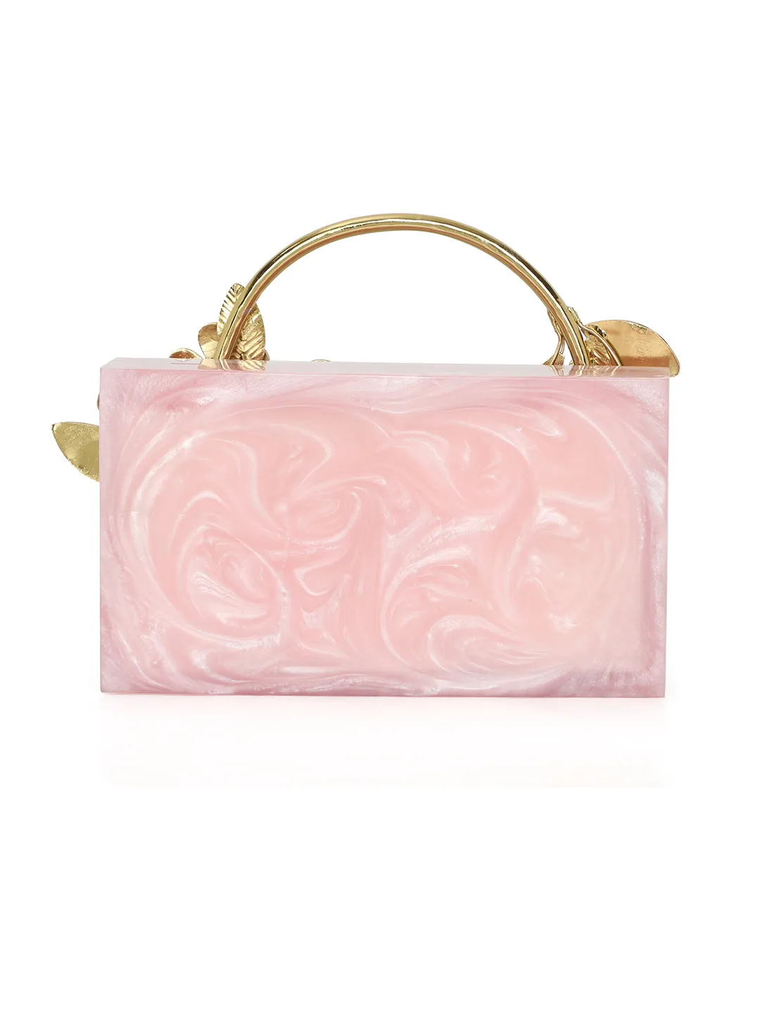 Pink Solid Party Box Clutches With Attractive Brass Handle