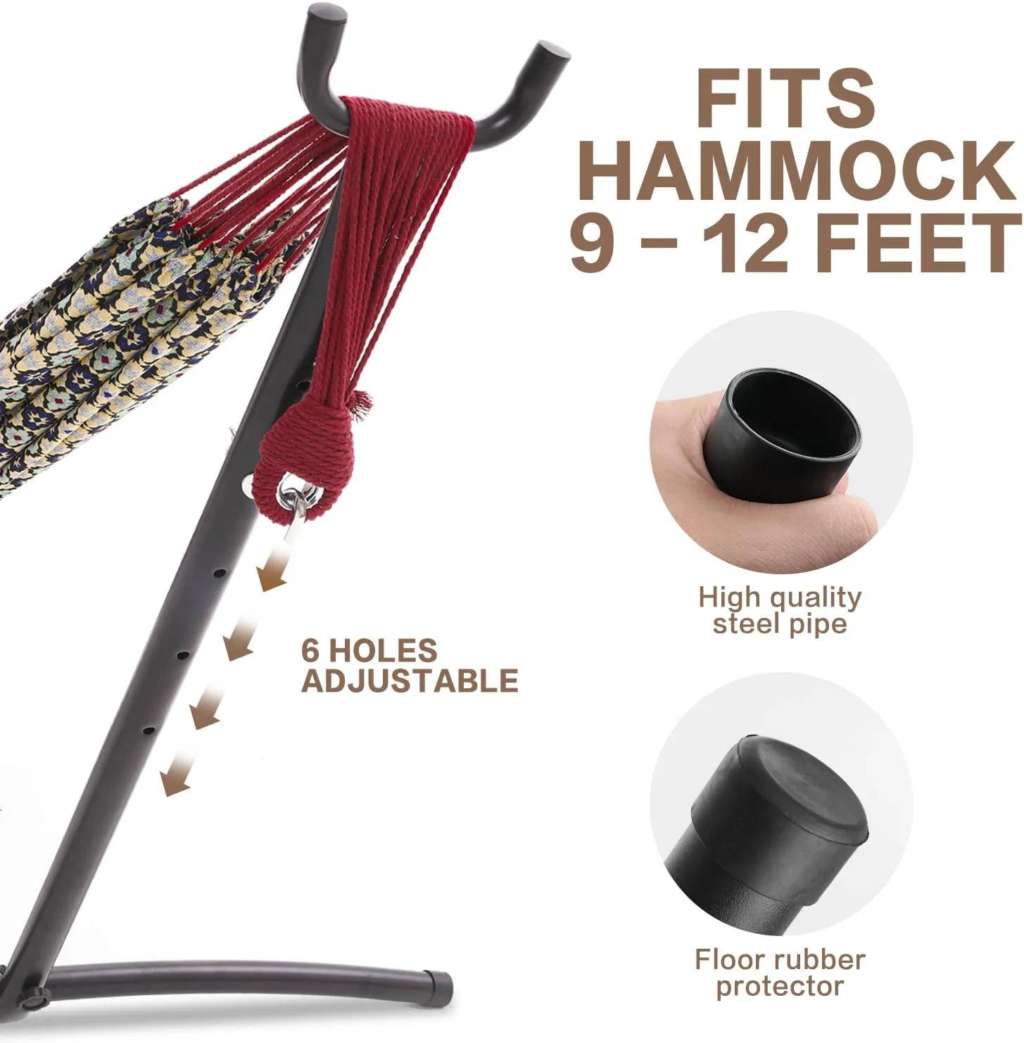 PNAEUT 9FT Hammock Stand Only and Portable Carrying Bag, 550LBS Weight Capacity (Black)
