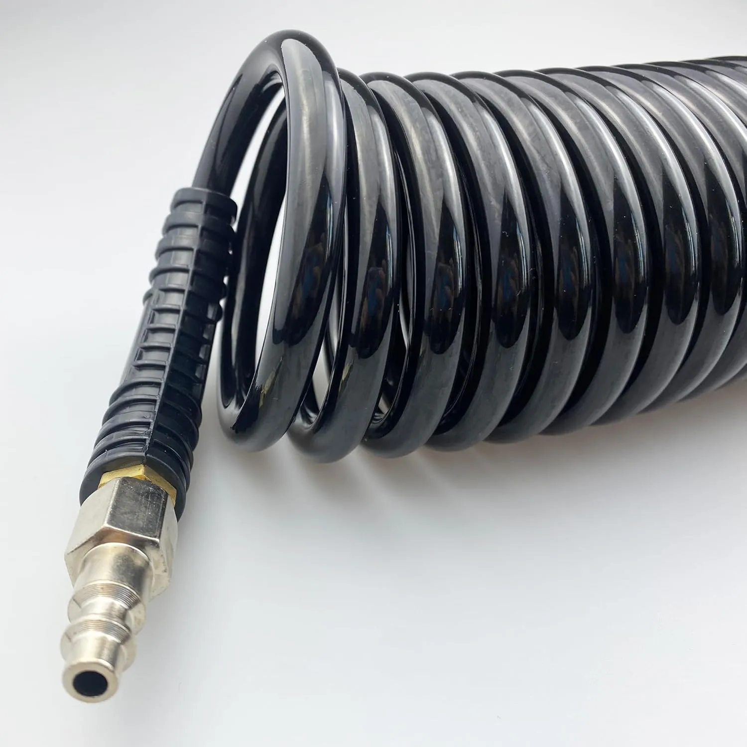 Polyurethane Recoil Air Hose, Air Compressor Hose with 1/4" Swivel Fittings, for Industrial, Household, Garage, Station (50 FT, Black)