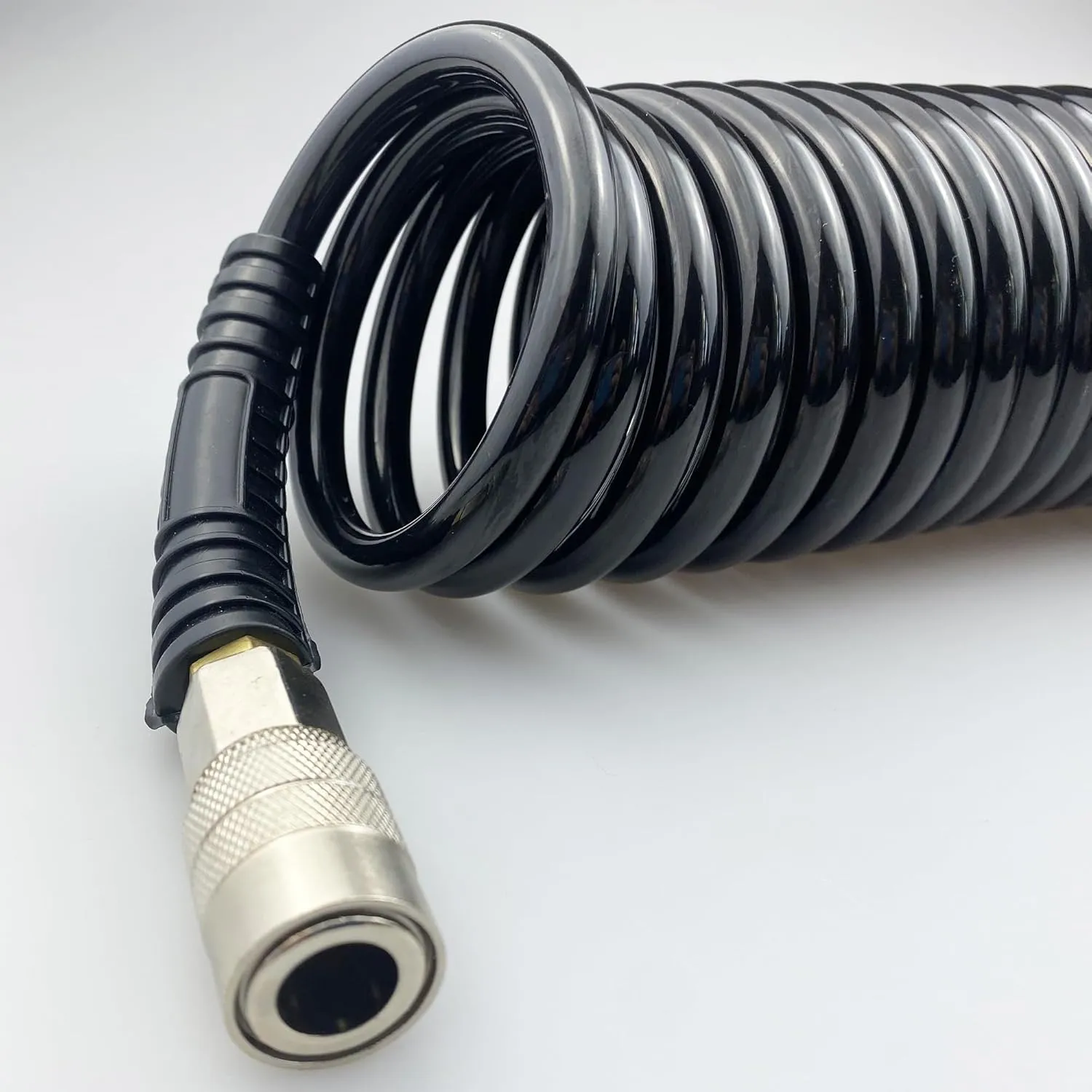 Polyurethane Recoil Air Hose, Air Compressor Hose with 1/4" Swivel Fittings, for Industrial, Household, Garage, Station (50 FT, Black)