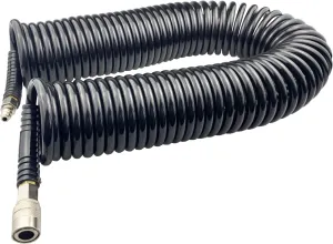 Polyurethane Recoil Air Hose, Air Compressor Hose with 1/4" Swivel Fittings, for Industrial, Household, Garage, Station (50 FT, Black)