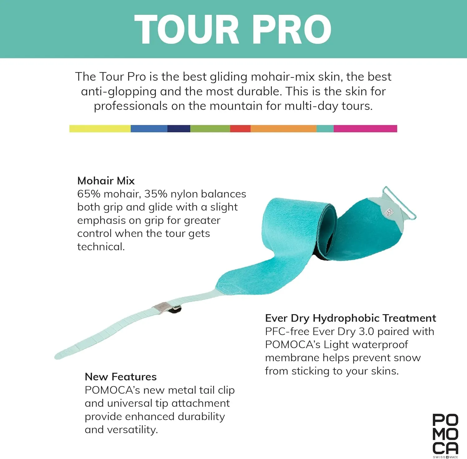POMOCA Tour Pro Climbing Skin - Ultralight, Mohair-Mix Ski Skins for Backcountry Skiing
