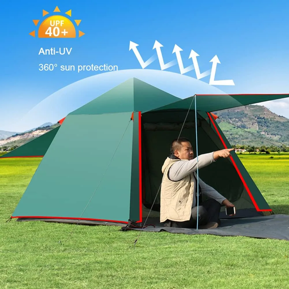 Pop Up Tent Family Camping Tent 3-4 Person Portable Tent Automatic Tent Waterproof Windproof for Camping Hiking Mountaineering, Yellow
