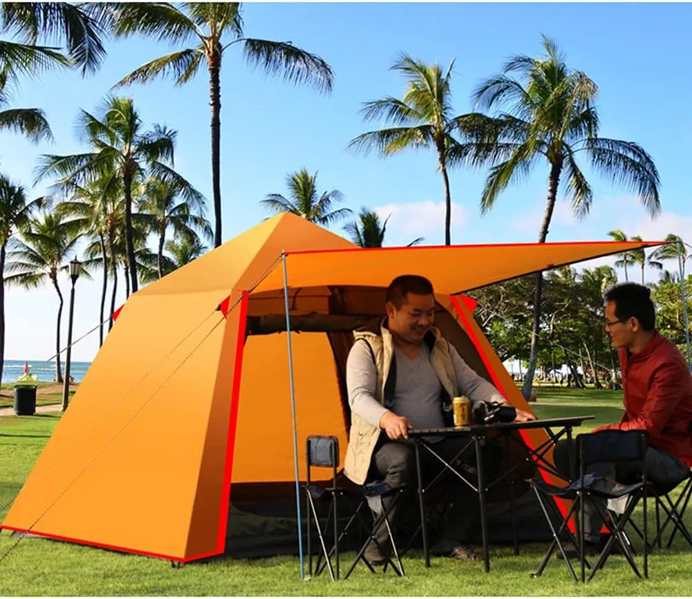 Pop Up Tent Family Camping Tent 3-4 Person Portable Tent Automatic Tent Waterproof Windproof for Camping Hiking Mountaineering, Yellow