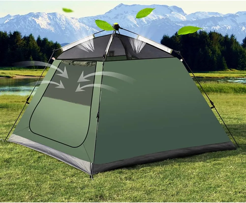 Pop Up Tent Family Camping Tent 3-4 Person Portable Tent Automatic Tent Waterproof Windproof for Camping Hiking Mountaineering, Yellow