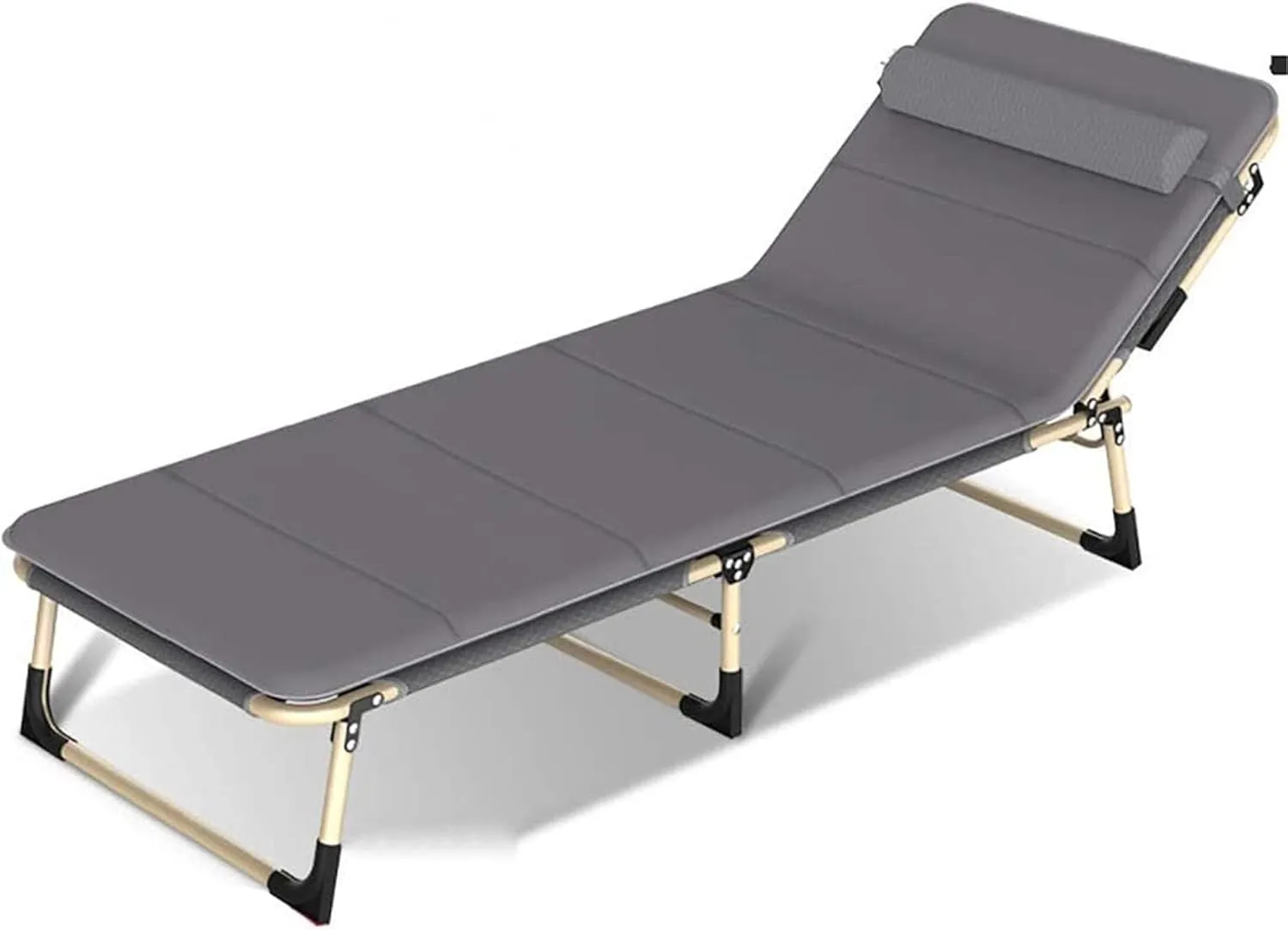 Portable Adjustable High Sun Lounger, Metal Folding Nap Chair with Backrest for Office, Beach & Camping