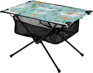 Portable Camping Table Foldable with Mesh Storage Lightweight Compact Camp Tent Side Table for Outside,Camping,Hiking,Tailgating,Alpaca