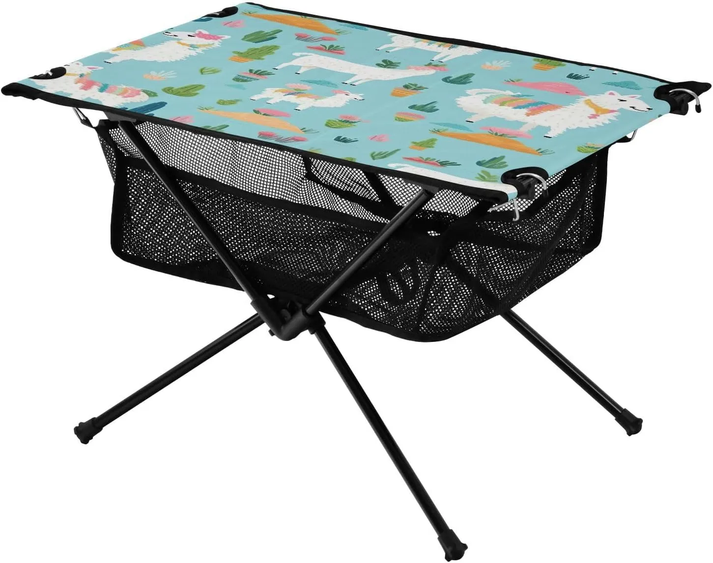 Portable Camping Table Foldable with Mesh Storage Lightweight Compact Camp Tent Side Table for Outside,Camping,Hiking,Tailgating,Alpaca