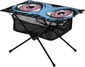 Portable Camping Table Foldable with Mesh Storage Lightweight Compact Camp Tent Side Table for Outside,Camping,Hiking,Tailgating,Blue Eye
