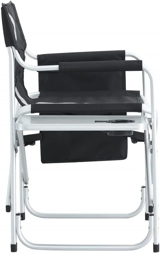 Portable Folding Chair with Side Table and Storage Pocket,Foldable Camping Chair Directors Chair with Heavy Duty Steel Frame,for Beach, Fishing,Trip,Picnic,Lawn