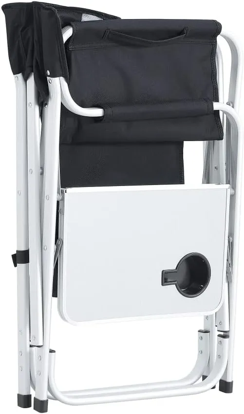 Portable Folding Chair with Side Table and Storage Pocket,Foldable Camping Chair Directors Chair with Heavy Duty Steel Frame,for Beach, Fishing,Trip,Picnic,Lawn