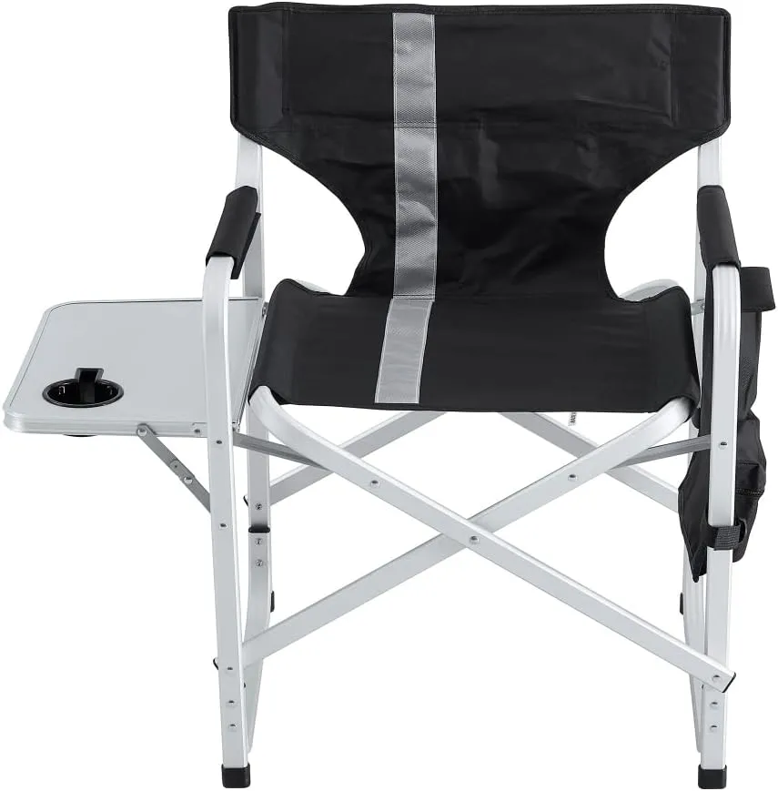 Portable Folding Chair with Side Table and Storage Pocket,Foldable Camping Chair Directors Chair with Heavy Duty Steel Frame,for Beach, Fishing,Trip,Picnic,Lawn