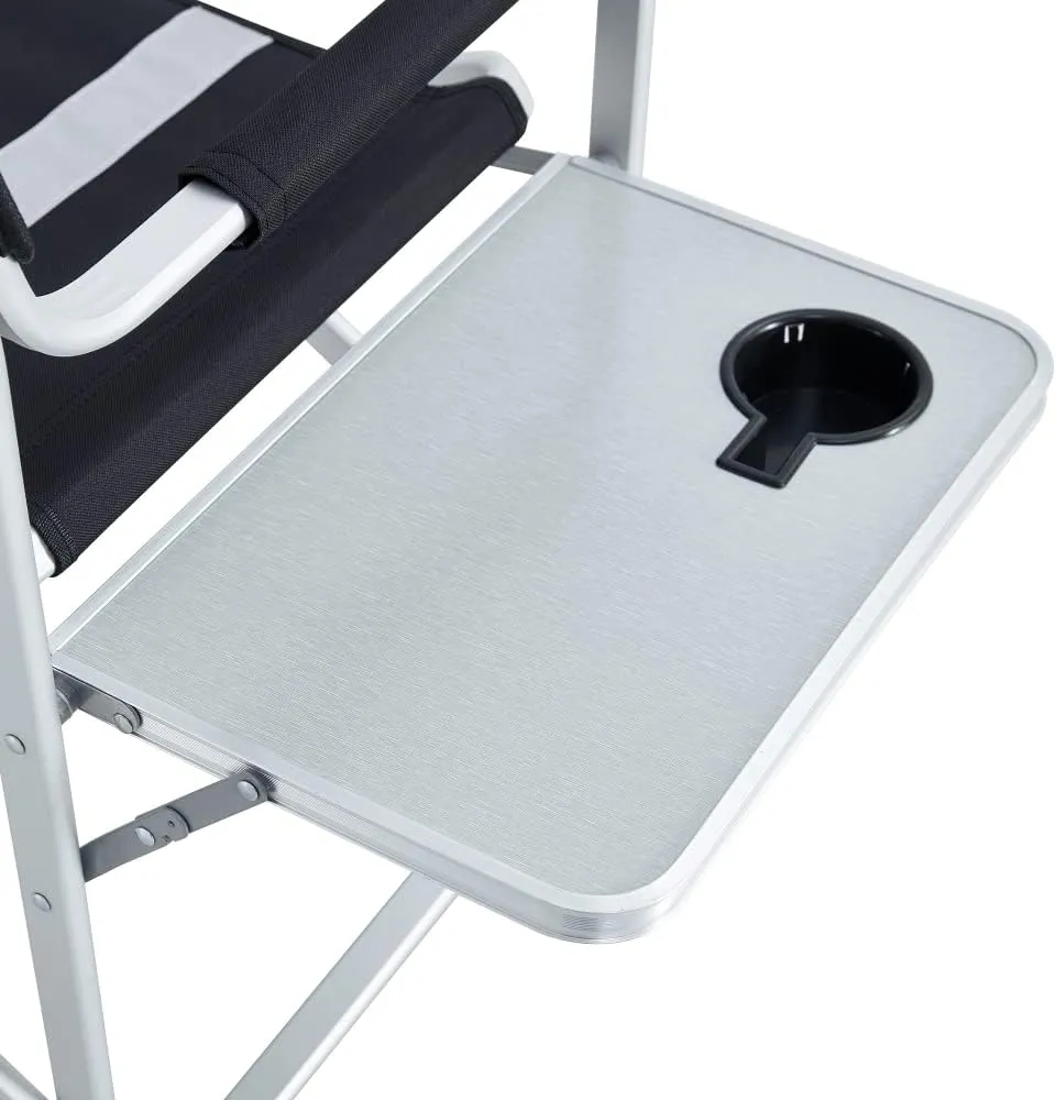 Portable Folding Chair with Side Table and Storage Pocket,Foldable Camping Chair Directors Chair with Heavy Duty Steel Frame,for Beach, Fishing,Trip,Picnic,Lawn