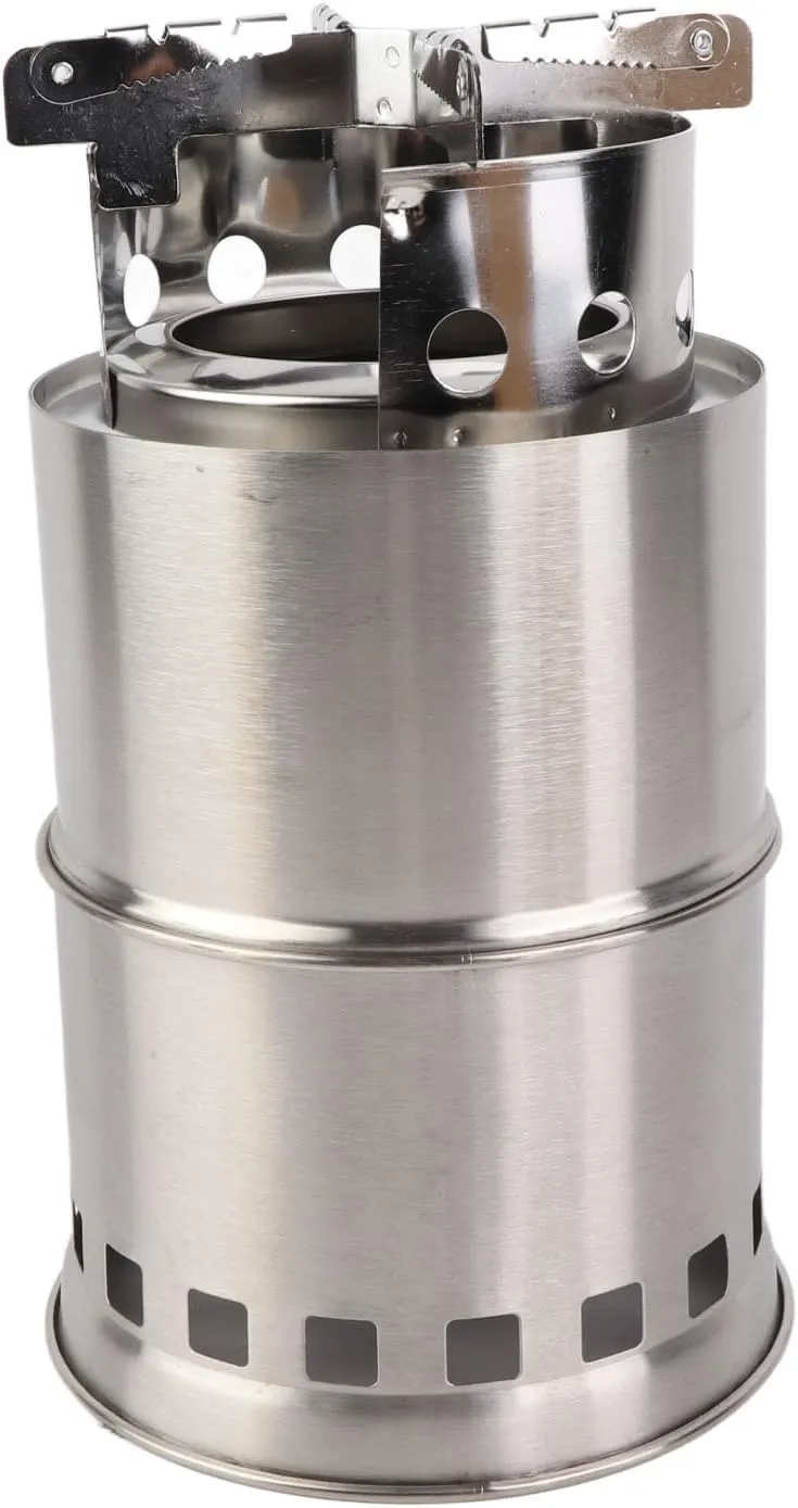 Portable Stainless Steel Wood Burning Stove, Foldable Outdoor Picnic Stove, for Camping Backpacking BBQ