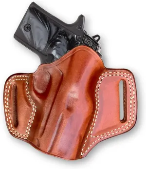 Premium Leather OWB Pancake Holster Open Top Custom Fit, Sigg P938 9mm, Right Hand Draw, Brown Color #1098#