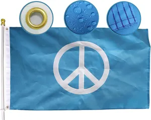Premium World Peace symbols Flag 3x5 Ft Large Double Sided Embroidered |Quadruple Stitched Fly Ends| Love Peace Flags For outdoors House Decoration Banner