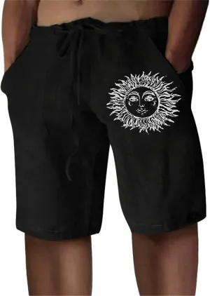Puimentiua Casual Mens Linen Shorts Lightweight Elastic Waist Summer Beach Shorts