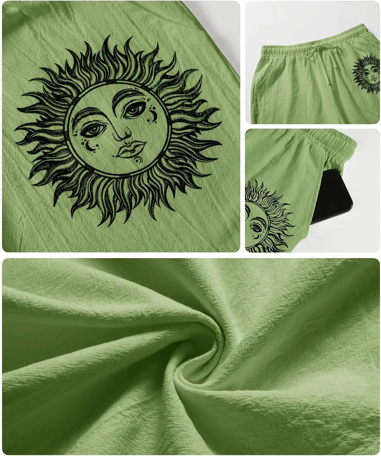 Puimentiua Casual Mens Linen Shorts Lightweight Elastic Waist Summer Beach Shorts