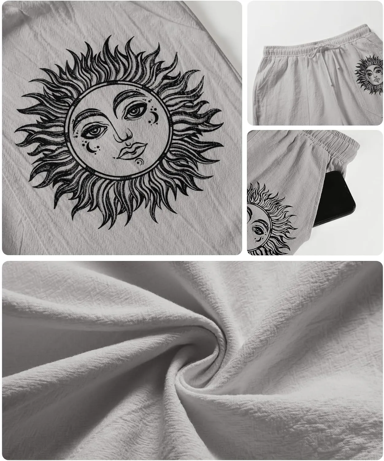 Puimentiua Casual Mens Linen Shorts Lightweight Elastic Waist Summer Beach Shorts